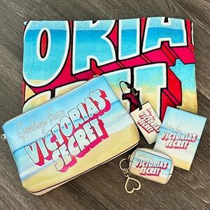 RARE Victoria’s Secret Beach Set | Towel Pouch Passport Holder Tag Charm